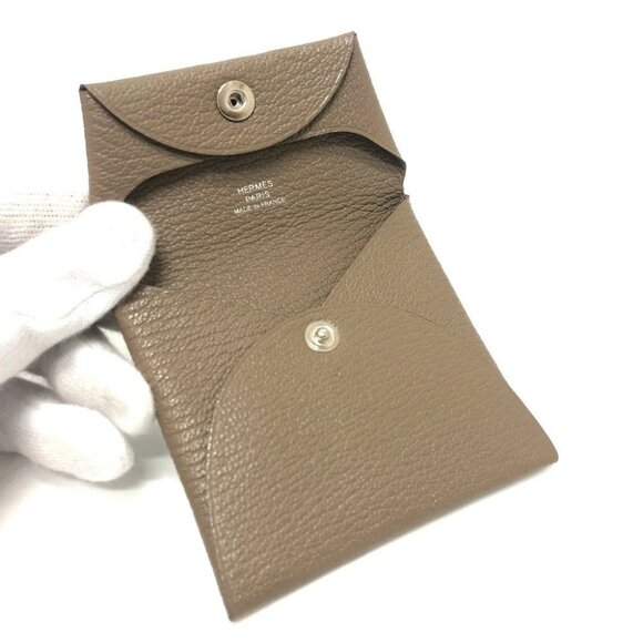 HERMES Bastia Coin Compartment Wallet coin purse Chevre Etoupe - Picture 8 of 16